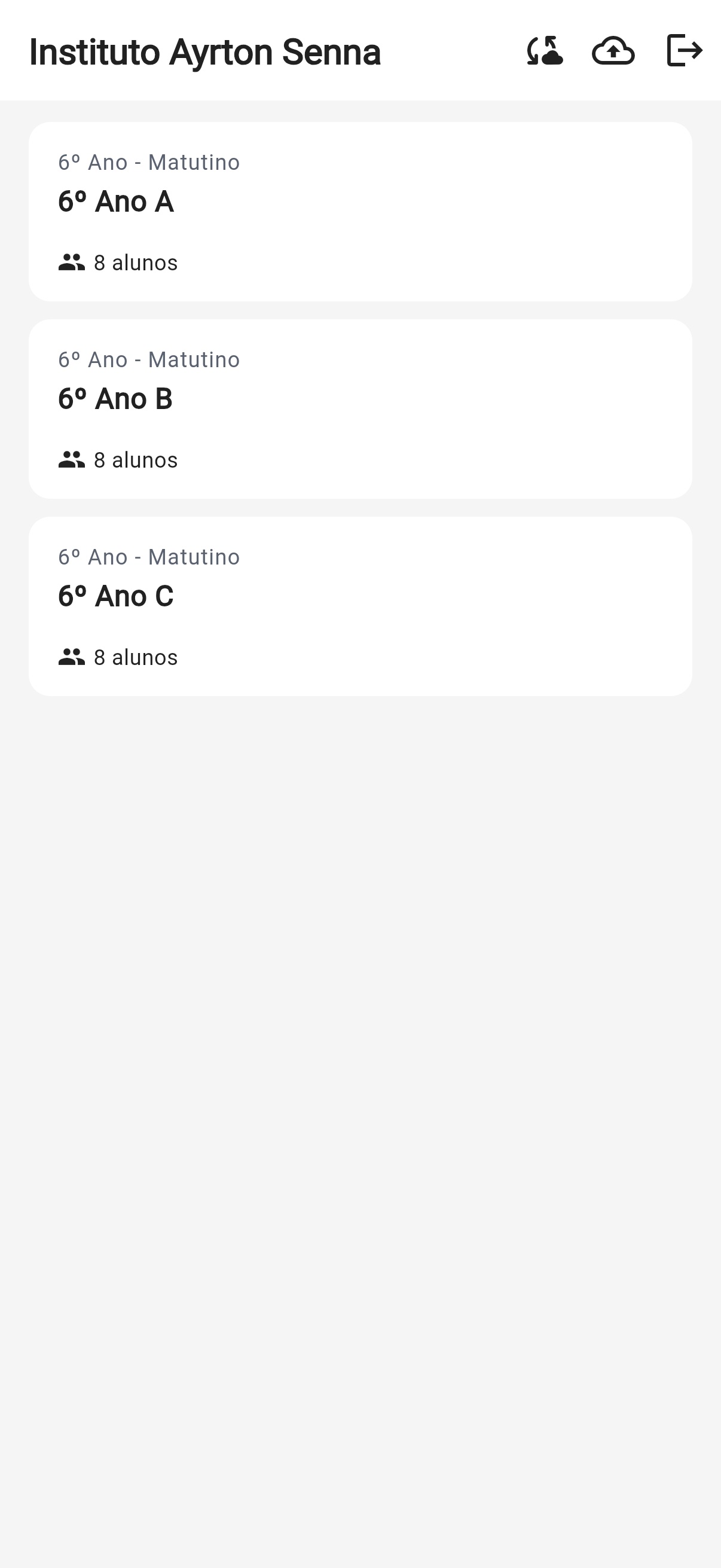 Lista de turmas da escola