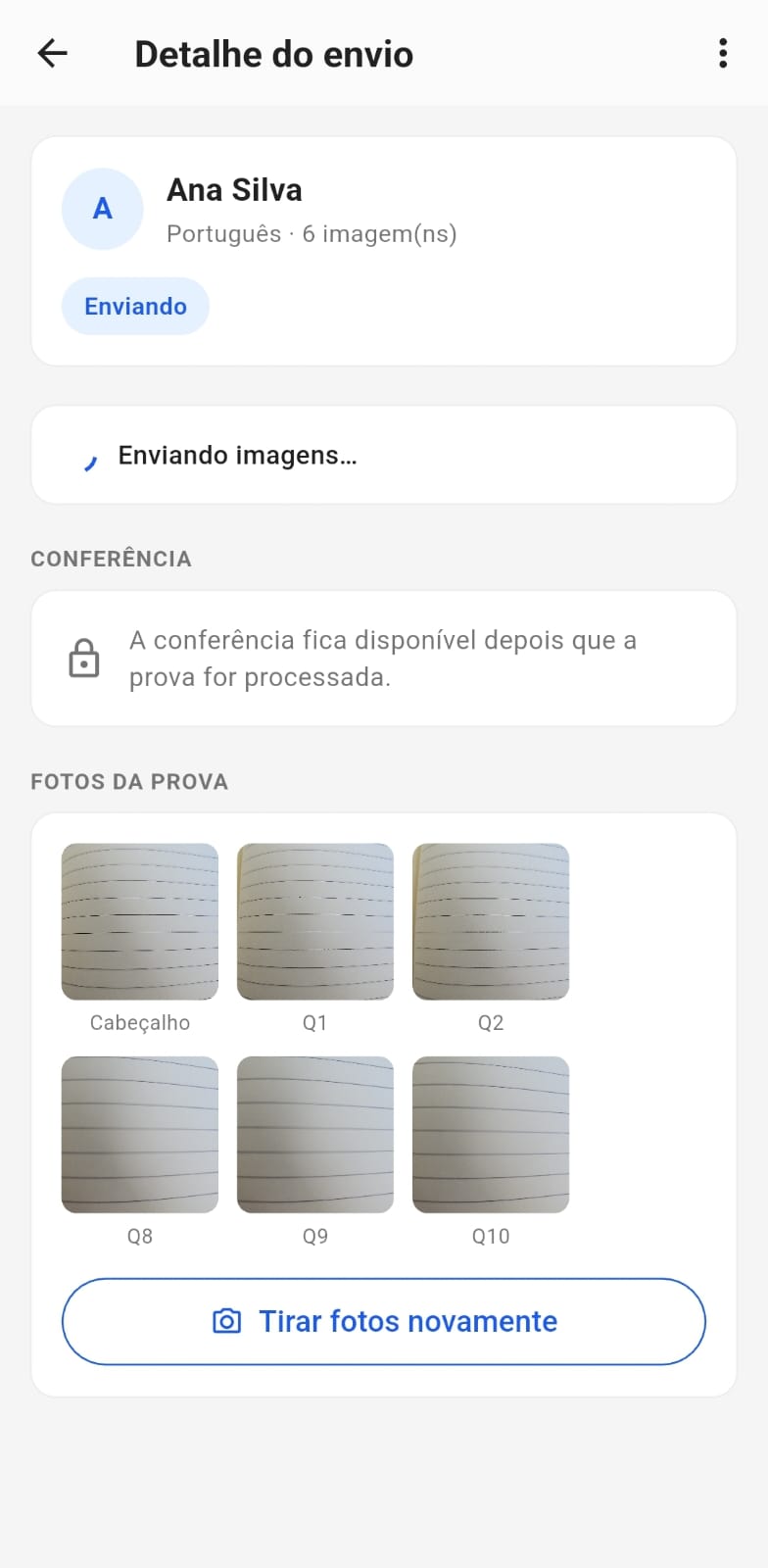 Detalhe do envio